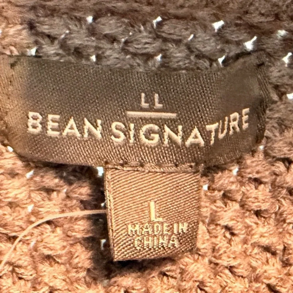 LL Bean Signature Mens Gray Fair Isle Cotton Fisherman Henley Sweater Large NWT